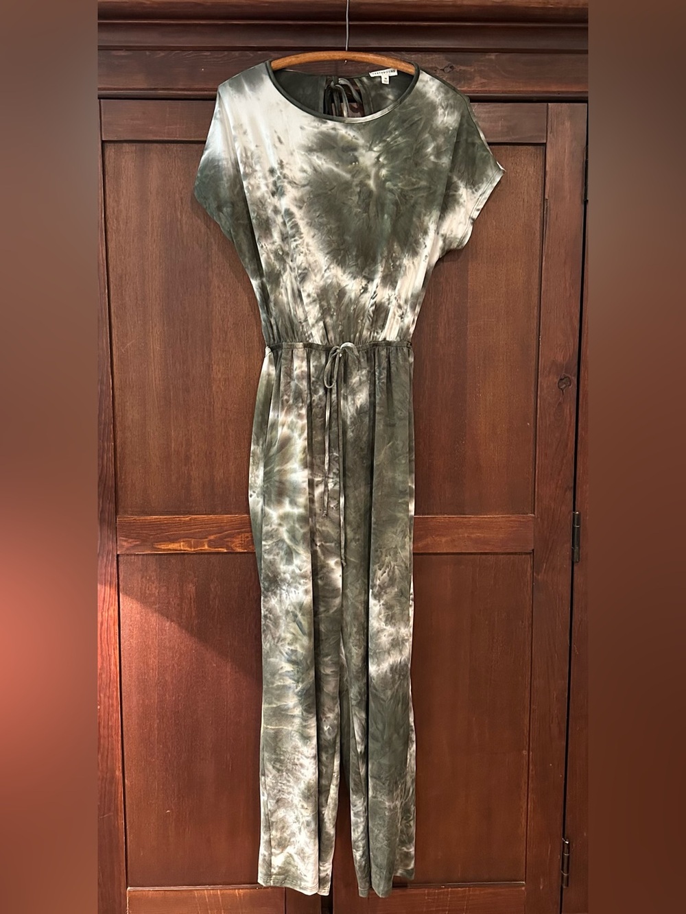 Earthbound • women’s wide leg jumpsuit • open back • tie neck